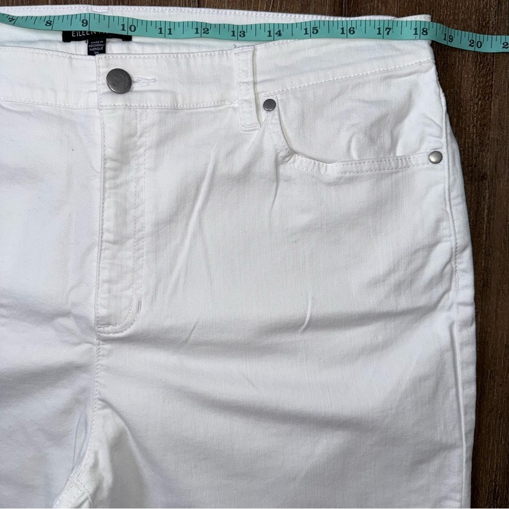 Eileen Fisher Organic Cotton Straight Leg Stretch Denim Pants White - Picture 5 of 14
